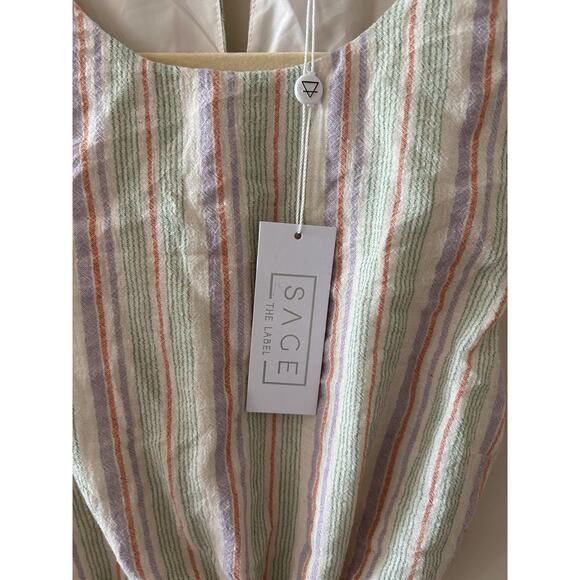 NWT Sage the Label Striped Apron Style Dress With Cut Out Tie Back | S - Picture 3 of 4